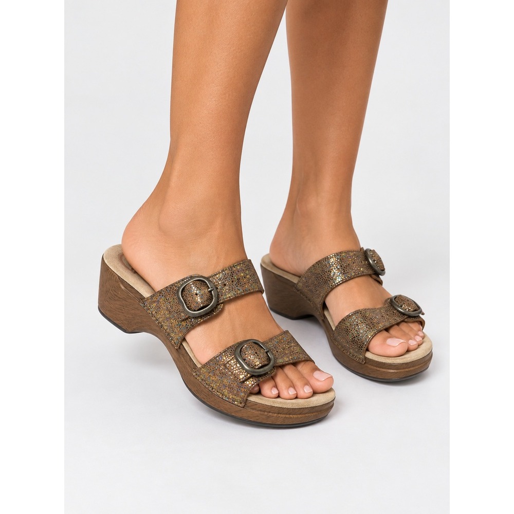 Dansko Bronze Metallic Leather Slide Sandals Clogs 40 10